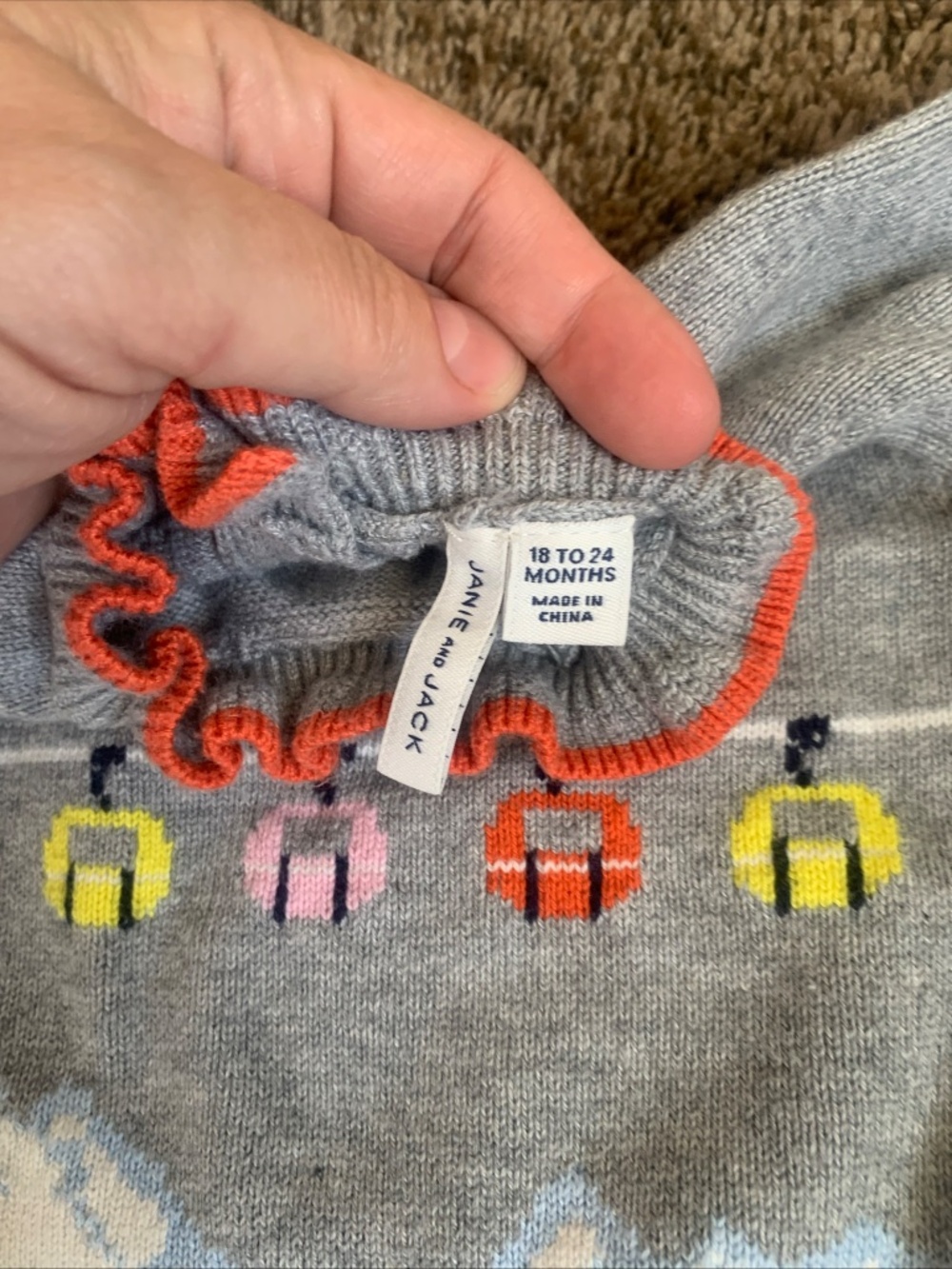 Janie & Jack Apres Snow Ski Graphic Sweater Baby Girl 18-24m Ruffle Neck - Picture 7 of 10
